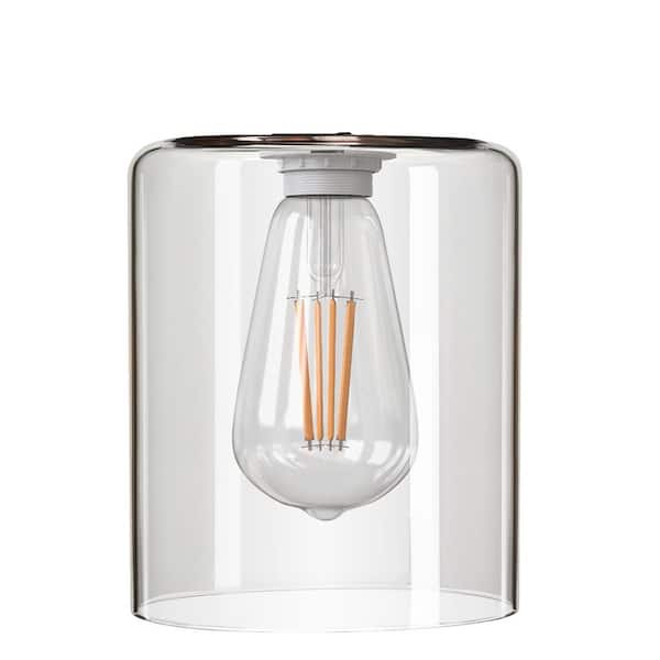 7 in. 1 in. Lip Clear Glass Cylindrical Pendant Shade and Vanity Shade (1-Pack)