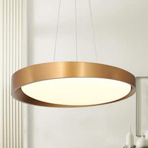Integrated LED Pendant Lights Fixture, Modern Dark Gold Aluminum Chandelier for Kitchen, Dining Room, Living Room