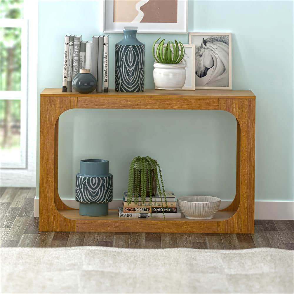 VECELO Narrow Long Sofa Table 39.4 in. L Charcoal Gray, 27.7