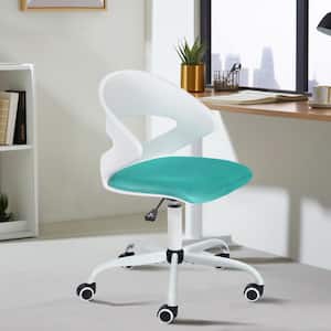 Dot Fabric Standard Upholstered Swivel Chair Ergonomic Adjustable Height Task Chair in Turquoise with Wheels