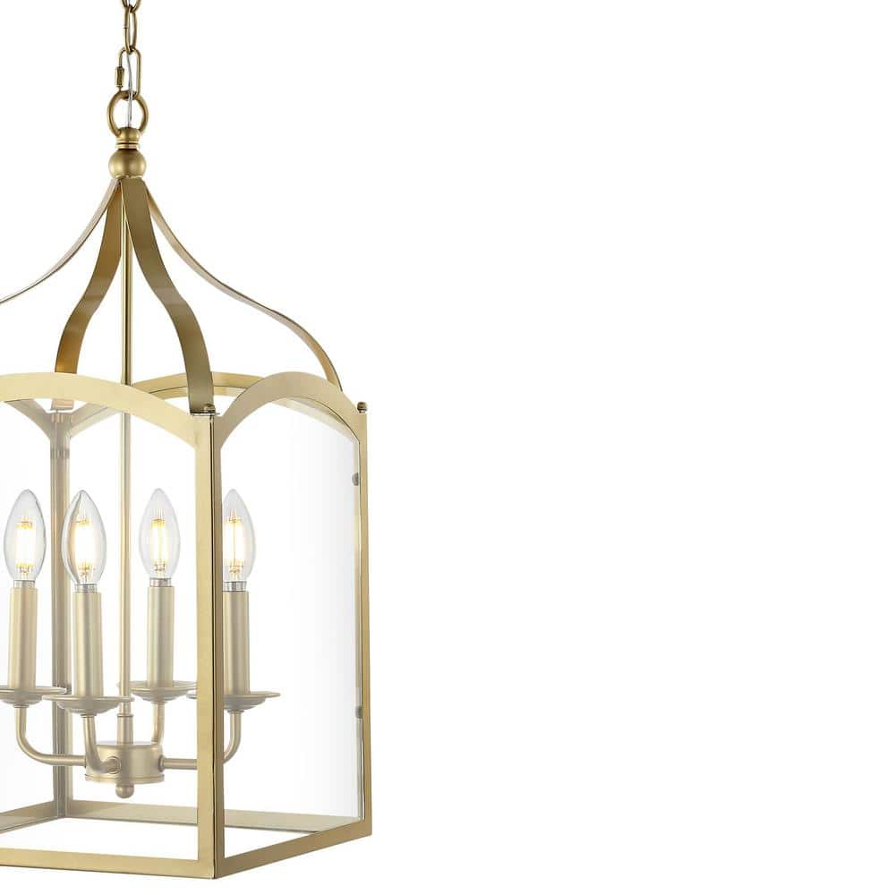 Ruth 11" Antique Gold Metal & Clear Glass LED Pendant Light