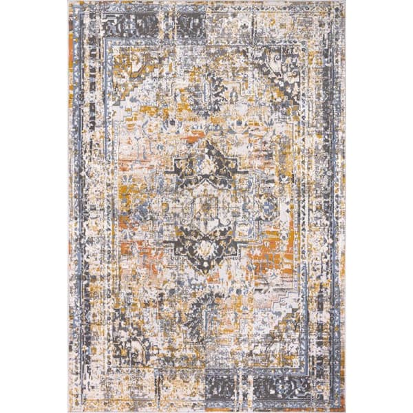 L'Baiet Marie Blue 2 ft. x 6 ft. Distressed Runner Rug