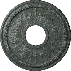 1-1/4" x 13-7/8" x 13-7/8" Polyurethane Tirana Ceiling Medallion, Athenian Green Crackle