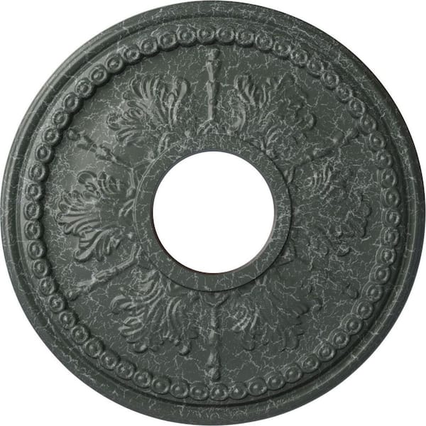 Ekena Millwork 1-1/4" x 13-7/8" x 13-7/8" Polyurethane Tirana Ceiling Medallion, Athenian Green Crackle