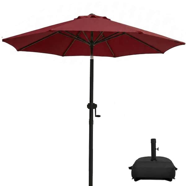 burgundy patio umbrella tilt 9ft with Lights proof ribs Best Choice Products 10 ft