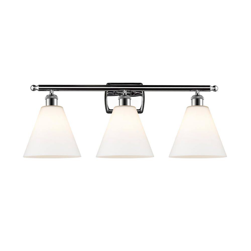 Berkshire 28 in. 3-Light Polished Chrome Vanity Light with Glass Shade price history on PriceWatchPro