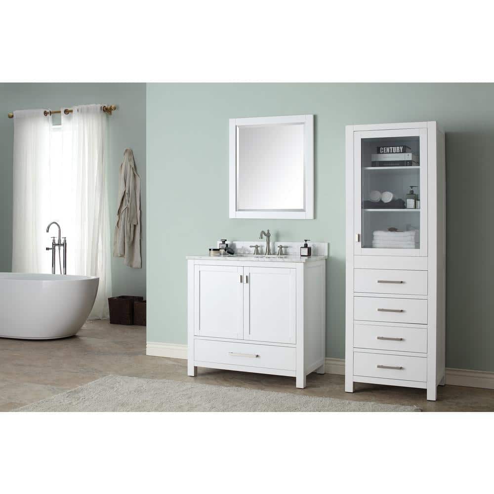 Modero 36'' White Solid Wood Freestanding Vanity Base