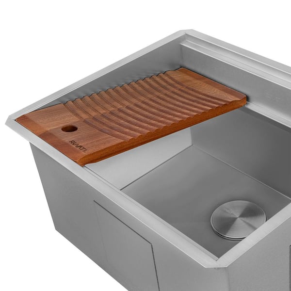Ruvati Alto 23 in. x 19 in. x 13 in. 16 Gallons Undermount Laundry/Utility Sink in Stainless Steel with Washboard