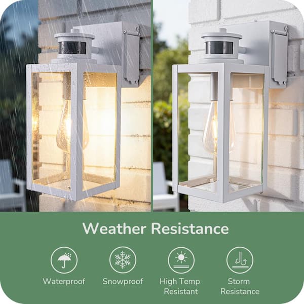 EDISHINE 12 in. White Dimmble Motion Sensing Dusk to Dawn Outdoor