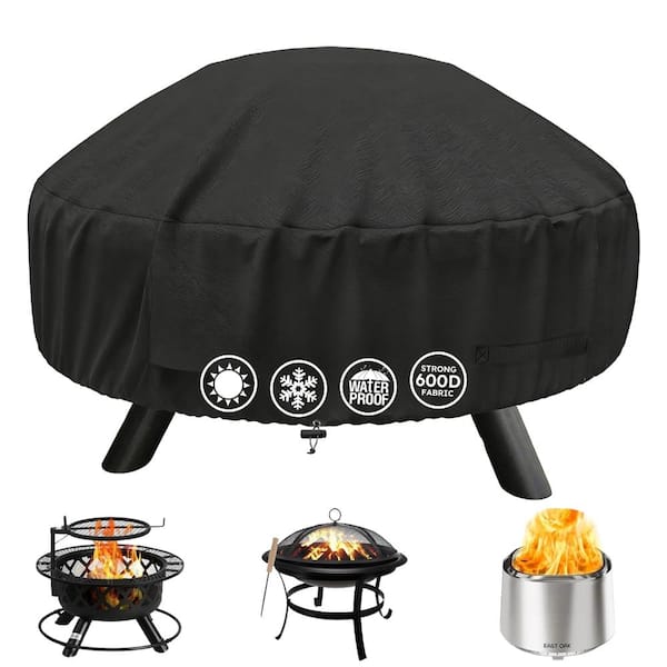 32 in. Round Fire Pit/Table Cover-600D Waterproof Tear & Fade Resistant Accessories for Outdoor Patio Fireplace Cover