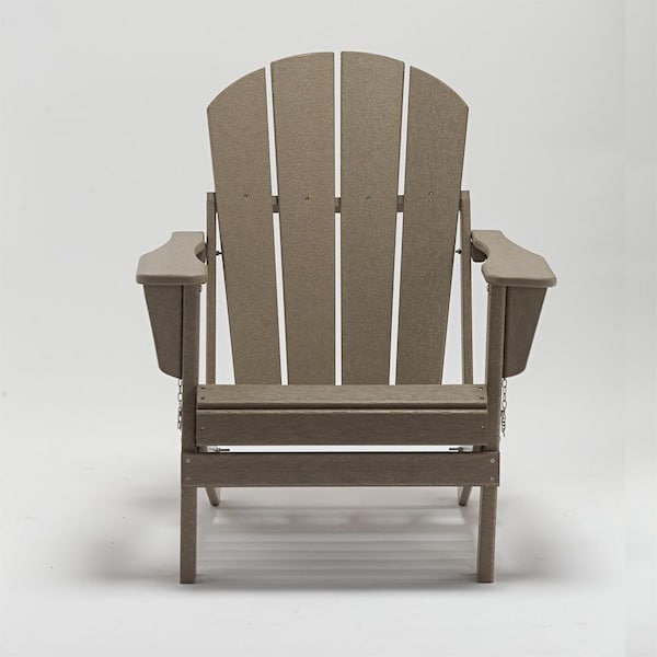 Sireck Brown Waterproof Rust Resistant Folding Plastic Metal Outdoor Lounge Chair, Solid All-Weather HDPE Adirondack Chair