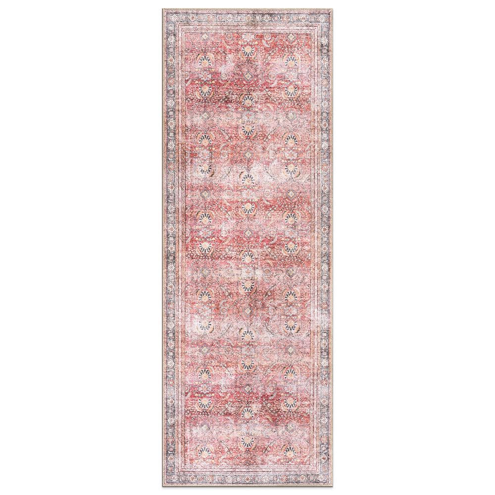 Amber Red 2 ft. 6 in. x 10 ft. Vintage Inspired Machine Washable Non Slip Runner Rug price history on PriceWatchPro