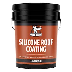 Liquid Rubber Silicone Roof Coating - Roof Sealant for Flat, Sloped, and Metal Roofs, White, 4 Gallons (512 oz)