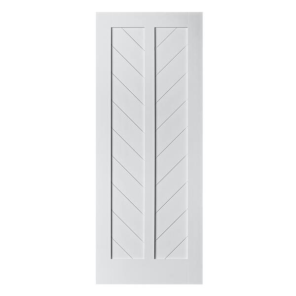 Colonial Elegance 37 in. x 84 in. Chevron MDF Primed White Interior Barn Door Slab