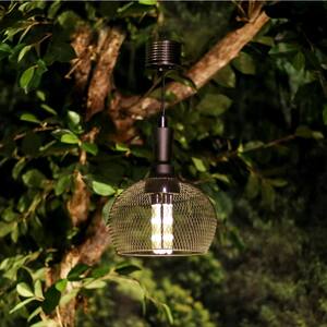 10 in. Tall Black Hanging Solar Powered Outdoor Mesh Lantern with 24 LED Lights