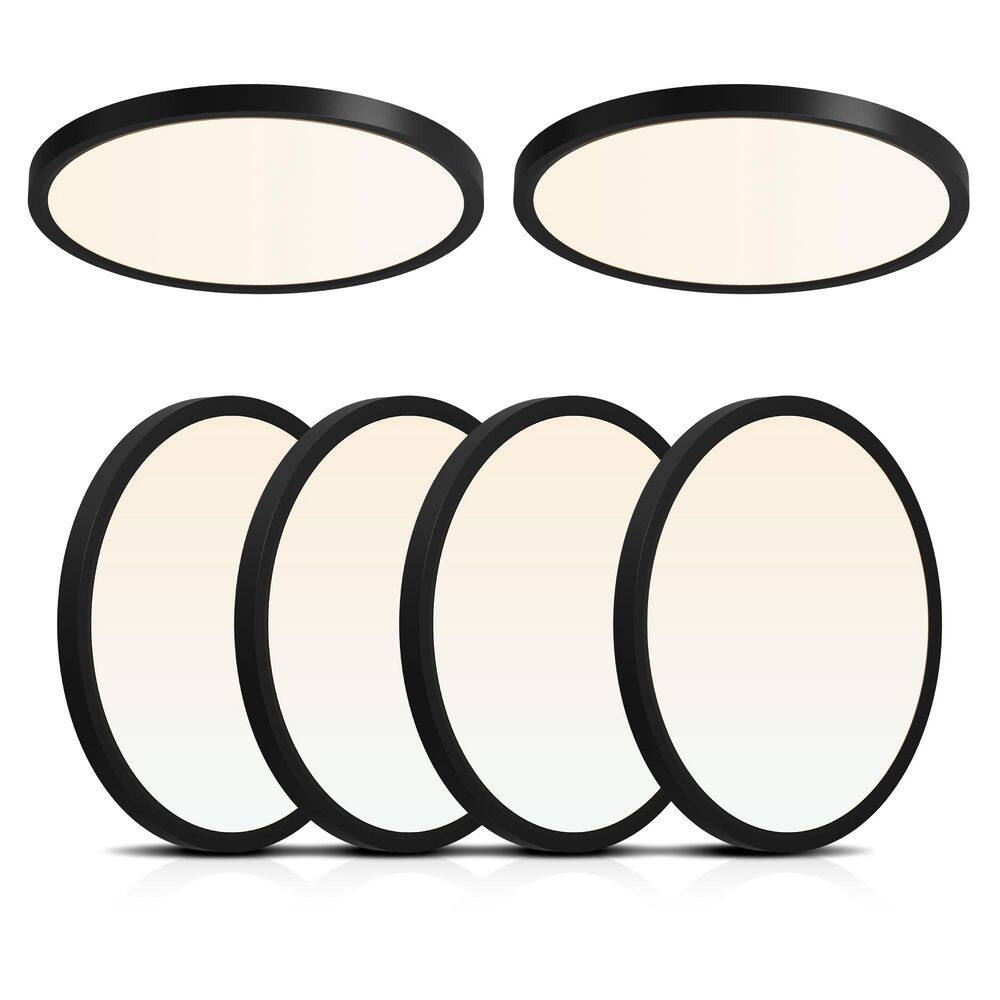 11.8 in. Black Flush Mount With Light-Adjustable Fixture for Bedroom, Kitchen, Bathroom, Hallway 6-Pack price history on PriceWatchPro