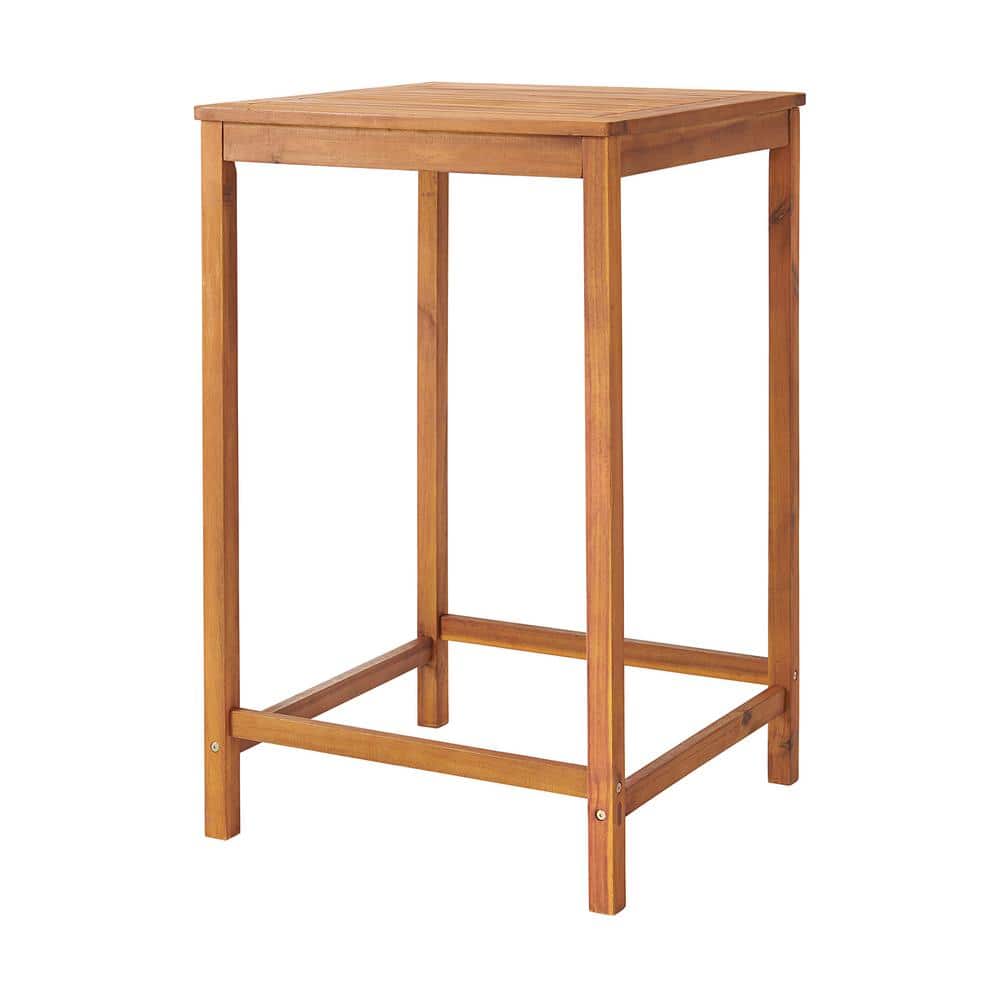 Brandon 3-Piece Natural Acacia Wood Outdoor Bar Height Bistro Set