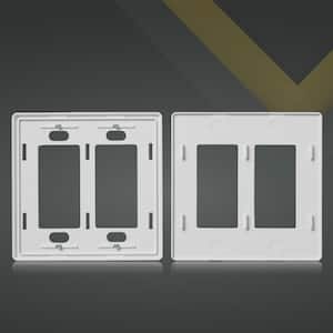 2-Gang Decorator Screwless Wall Plate, GFCI Outlet/Rocker Light Switch Cover, Two Gang, White (10-Pack)