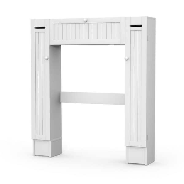 34.5 in. W x 7 in. D x 38.5 in. H White Bathroom Over The Toilet Storage Cabinet with Adjustable Shelf and Paper Holder