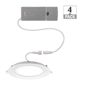 4 in. Canless Integrated LED Recessed Light Trim 650 Lumens Adjustable CCT New Construction Kitchen Remodel (4-Pack)