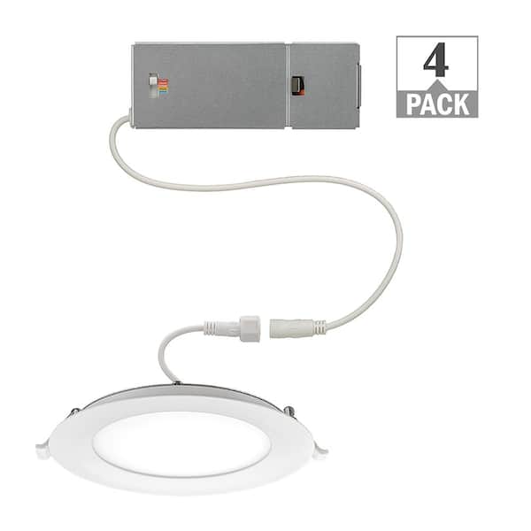 4 in. Canless Integrated LED Recessed Light Trim 650 Lumens Adjustable CCT New Construction Kitchen Remodel (4-Pack)