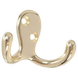 Double Clothes Hook in Brass (5-Pack)