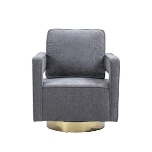 31 in. Gray Chenille Swivel Arm Chair