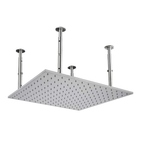 Flynama 1-Spray Pattern with 2.5 GPM 20 in. Ceiling Mount Rain Fixed Shower Head in Brushed Nickel