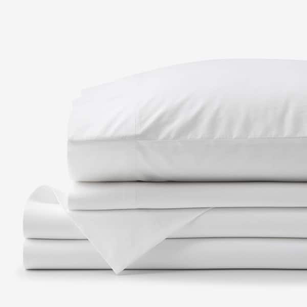 Company Cotton Garment Wash 4-Piece White Cotton Percale King Sheet Set