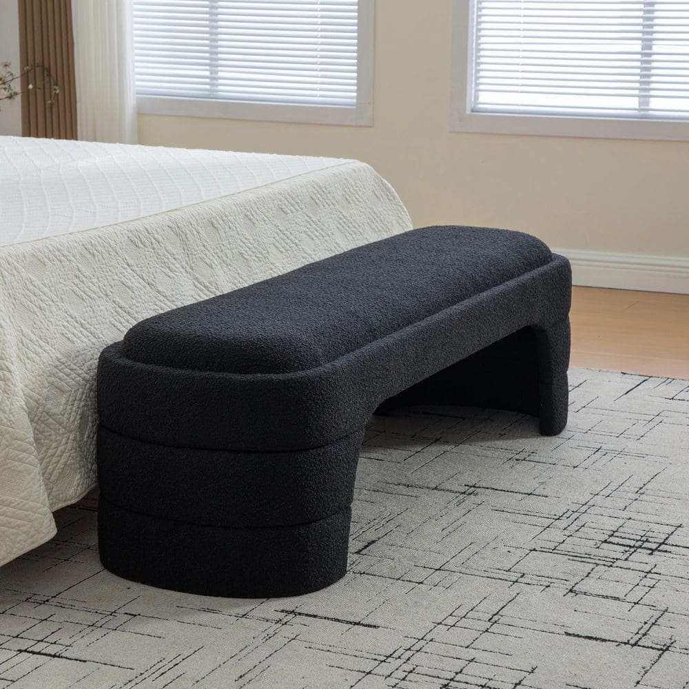 Seafuloy 65 in. Black Boucle Armless Bench Heavy Duty Sled Leg for