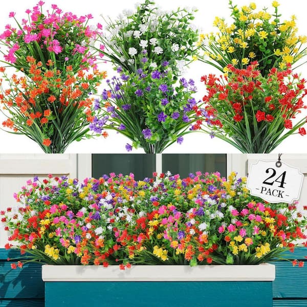 Unbranded 24 Bundles 12.6 in. H Multi-Colored Outdoor Faux Plants Plastic  Artificial Flowers Decoration Hanging Planters AV9FQ94B