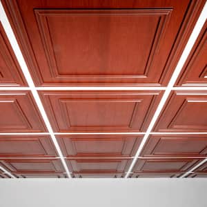 Cambridge Faux Wood-Cherry 2 ft. x 2 ft. Lay-in or Glue-up Ceiling Panel (Case of 6)