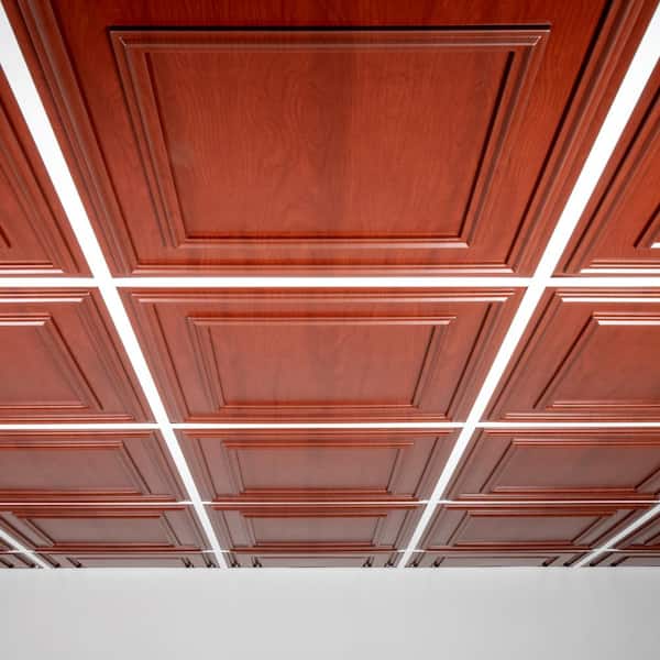 Cambridge Faux Wood-Cherry 2 ft. x 2 ft. Lay-in or Glue-up Ceiling Panel (Case of 6)