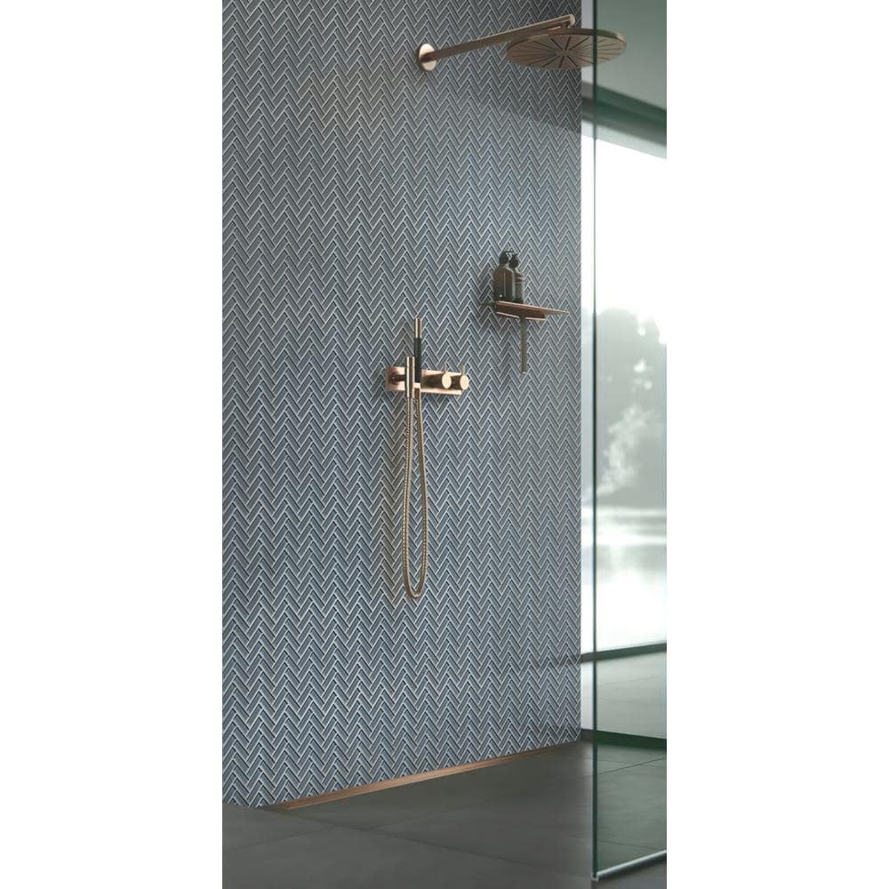 Dark Gray 11" x 12.6" Herringbone Polished Glass Mosaic Tile