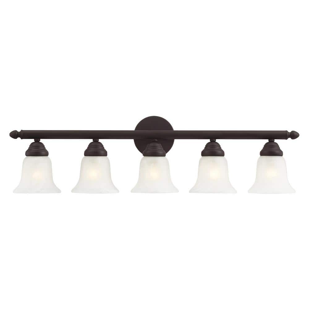 Esterbrook 32 in. 5-Light Bronze Vanity Light with White Alabaster Glass price history on PriceWatchPro