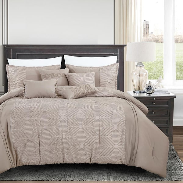 Shatex 7-Piece Gray All Season Bedding King size Comforter Set, Ultra Soft Polyester Elegant Bedding Comforters