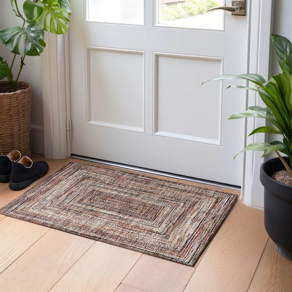 Chantille Machine Washable Indoor/Outdoor Abstract ACN1725 Terracotta 2 ft. x 3 ft. Accent Rug