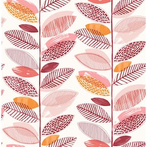 Nyssa Coral Leaves Coral Wallpaper Sample