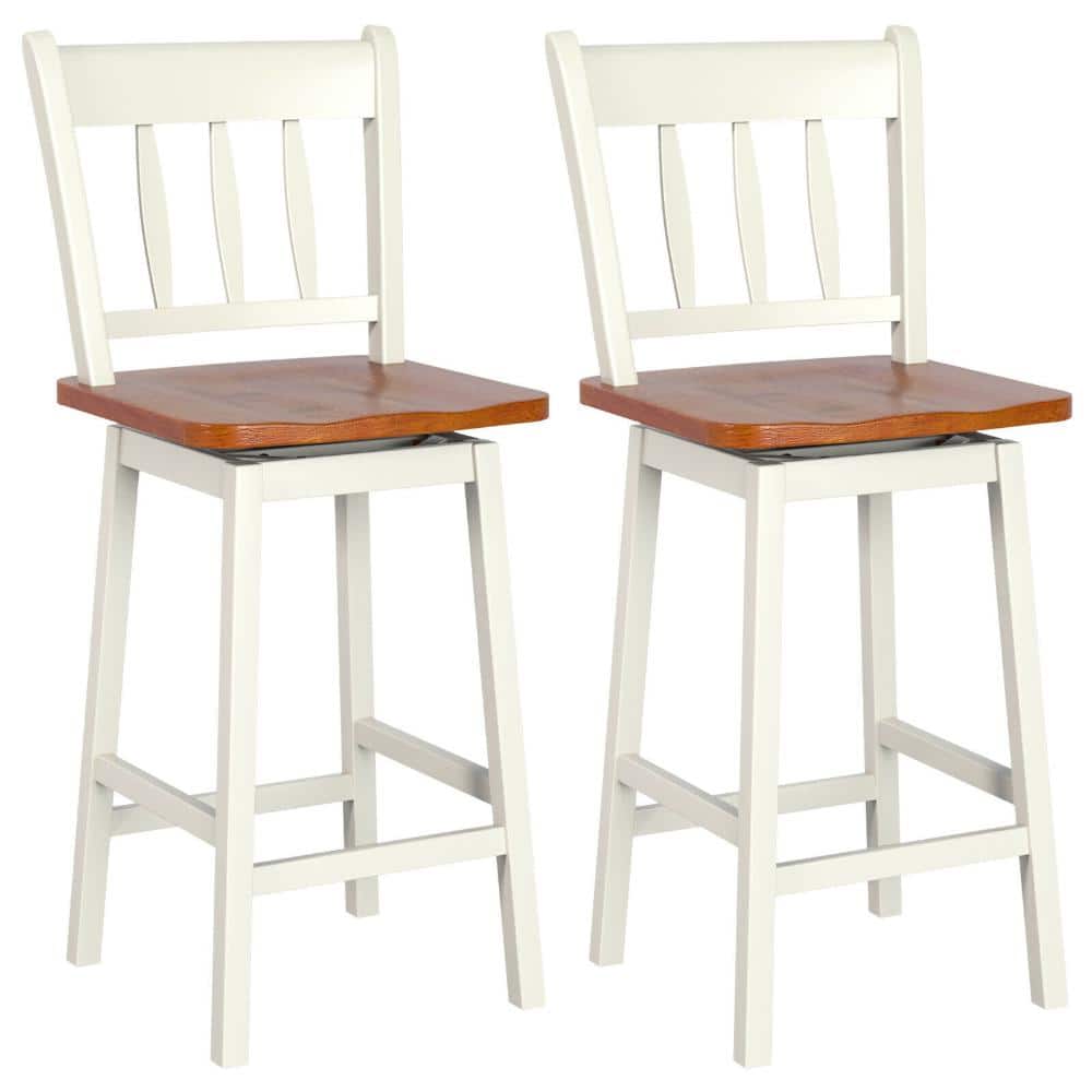 Set of 2 Solid Rubberwood Swivel Bar Stools, 24.5 in. Counter Height with High Back price history on PriceWatchPro