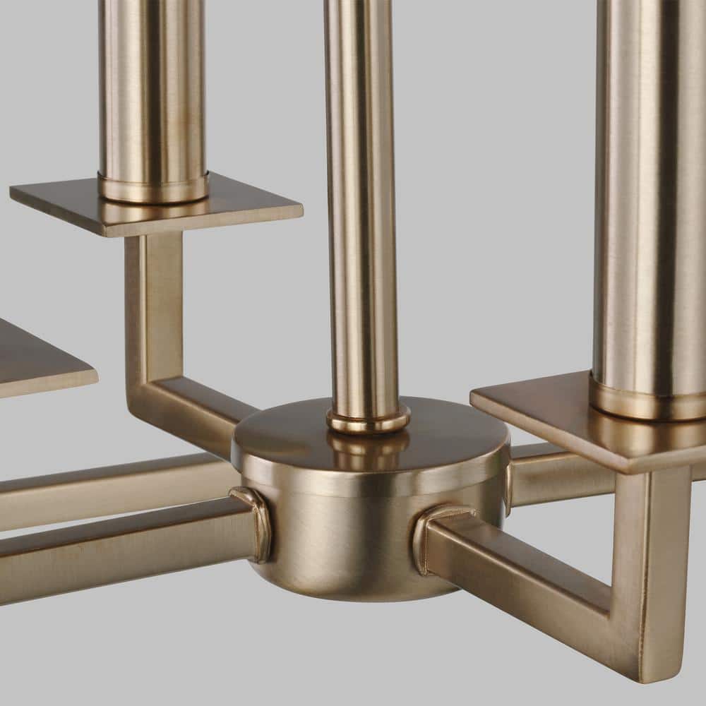 Satin Brass Transitional 4-Light Island Pendant with Clear Silver Wire
