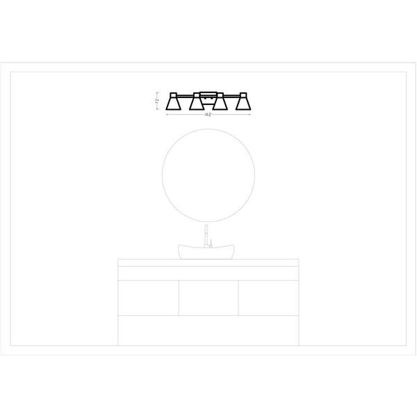 Generation Lighting - Towner 35 in. 4-Light Satin Brass Modern Contemporary Wall Bathroom Vanity Light with Black Metal Shades and LED Bulbs