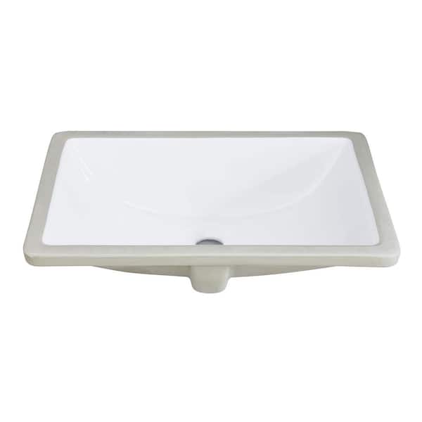 taholi 20 in. x 15 in. x 7 in. Rectangular Ceramic Undermount Bathroom Sink in White