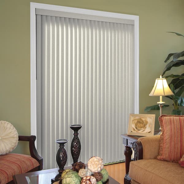 Home Decorators Collection Pearl Gray Cordless Room Darkening Vertical Blinds for Sliding Doors Kit with 3.5 in. Slats - 78 in. W x 84 in. L