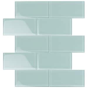 Light Blue 3 in. x 6 in. Polished Glass Mosaic Tile (5 Sq. ft./Case)