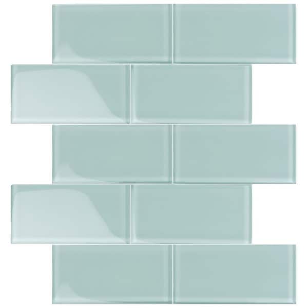 Apollo Tile Colorway 3 in x 6 in Light Blue Glass Mosaic Polished Wall and Floor Tile (30 Cases/150 sq. ft. /Pallet)
