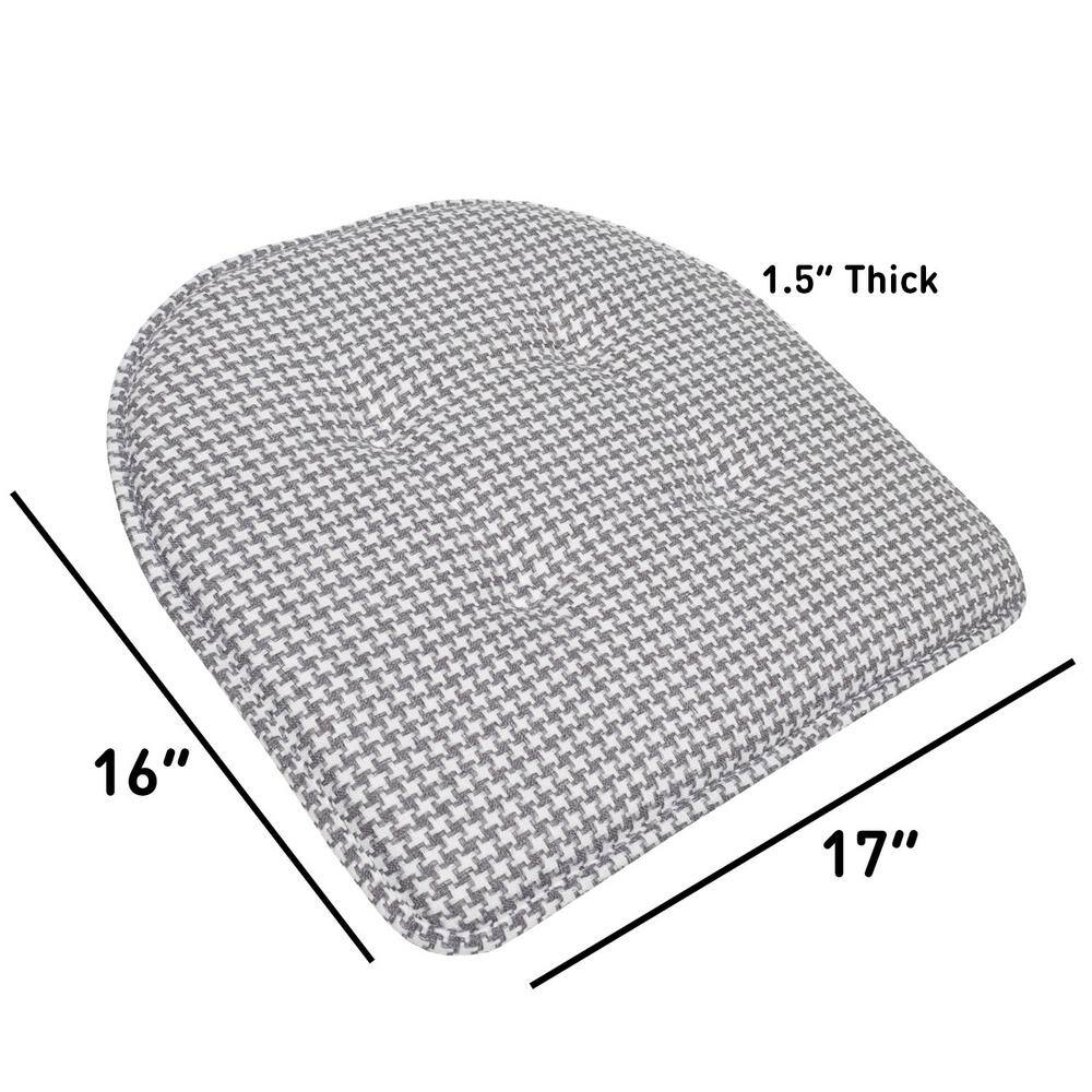 Gray Houndstooth Memory Foam U-Shaped Dining Chair Cushions Set of 6
