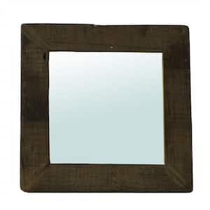 6 in. x 16 in. Classic Square Framed Brown Vanity Mirror