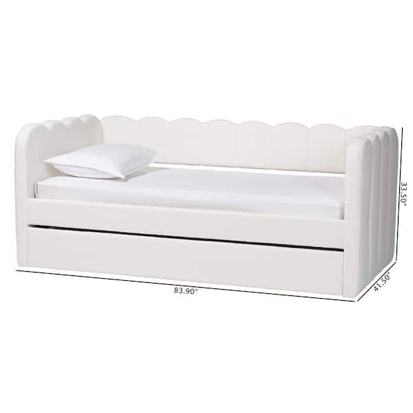 Baxton Studio Palmer Cream Teddy-Bear Fabric Twin Daybed with