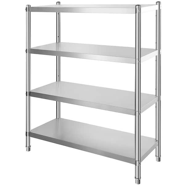 Sliver Stainless Steel, 18.9 in. Kitchen Prep Table with 4-Tier Adjustable Storage Unit, Heavy-Duty for Kitchen, Office