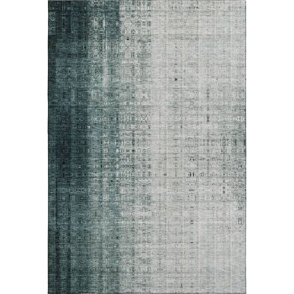 Mayfield Premium Machine Washable Abstract AMF2240 Teal 8 ft. x 10 ft. Area Rug